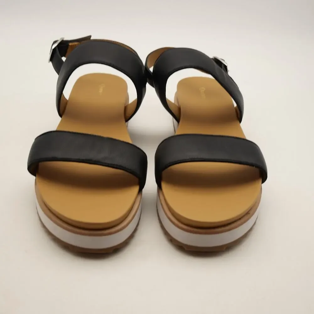Quince Sandals Women's 8 Italian Leather Platform Shoes  Black NEW